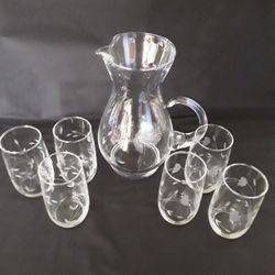Vintage Princess House Beverage Pitcher And Glasses 