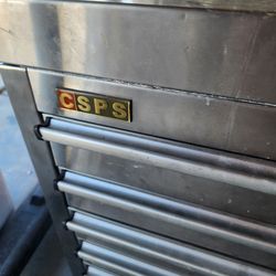 Stainless steel ball bearing tool box..upper and lower full of tools. Snap on