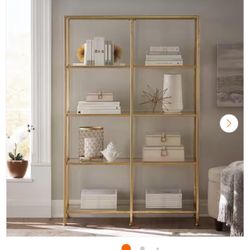 Gold Metal And Glass Shelves