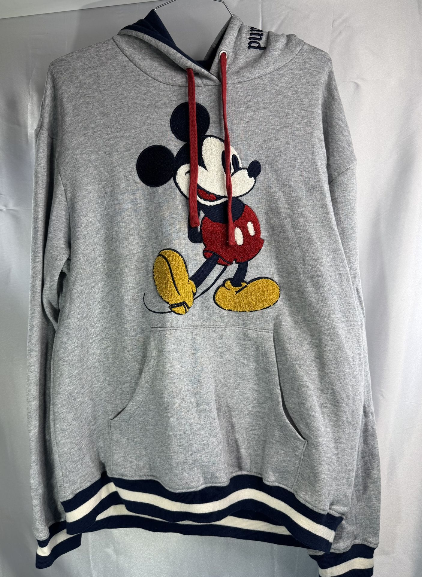 Disneyland MICKEY MOUSE EMBROIDERED GRAY HOODIE - SIZE S