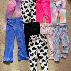 9 Pack Assorted XS 4T-5T Girl’s Pants; Multiple Colors, Designs, Types, & Brands