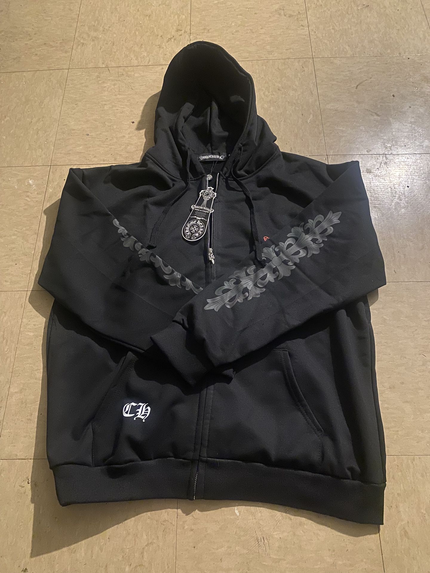 Brand New Black & Red Chrome Hearts Zip Up Jacket Size M