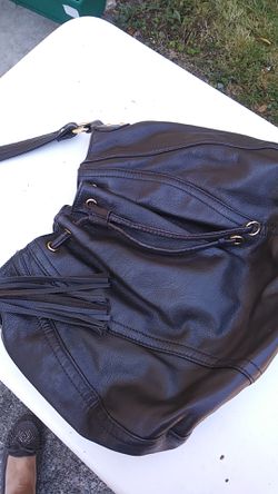 Brown leather Tote Handbag Travel Bag. Worthington leather large handbag.