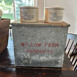 Willow farms milk Box With two Butter Dishes