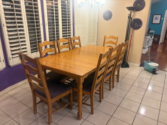 9-Piece Extendable Honey Oak Dining Set with 8 Chairs