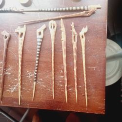 Hand Carved Spones Forks And Animals Carved On Top 