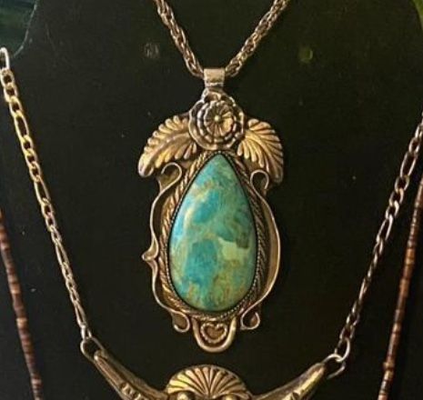 Gorgeous Natural Turquoise & Solid Sterling Silver Pendant