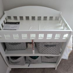 Delta Children Wilmington Wood Changing Table with Pad, White