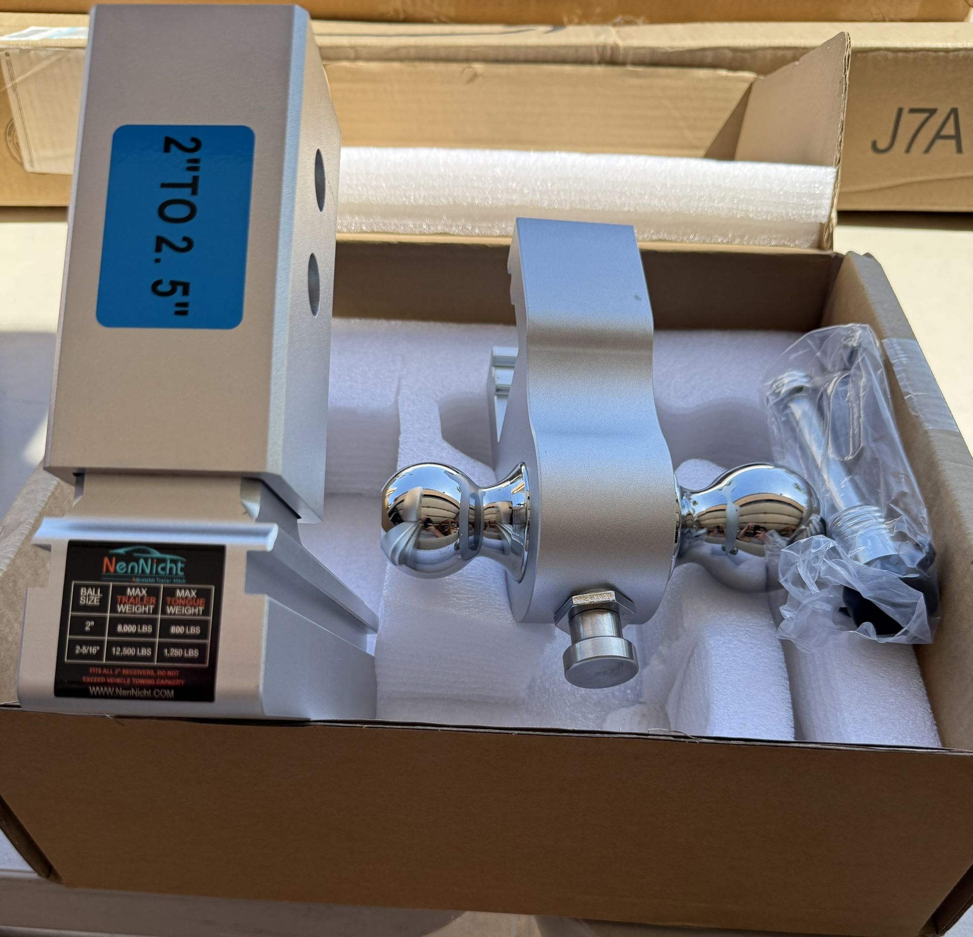 NenNicht Adjustable Trailer Hitch, Drop Hitch Fits 2 Inch Receiver, Height Aluminum Tow Hitches With Dual Ball (2" X 2-5/16") GTW 12,500 LBS, Heavy Du