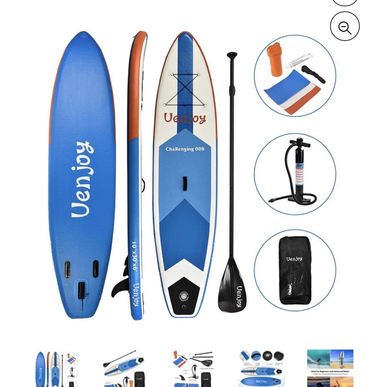 Uenjoy Inflatable Sup W/   11'30"x6" All Around Paddle Board/Full Accessories, Perfect for Yoga Fishing Touring