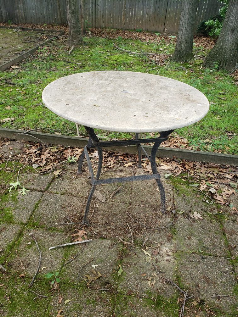 Small Round Travertine Table, 36" D x 29" H