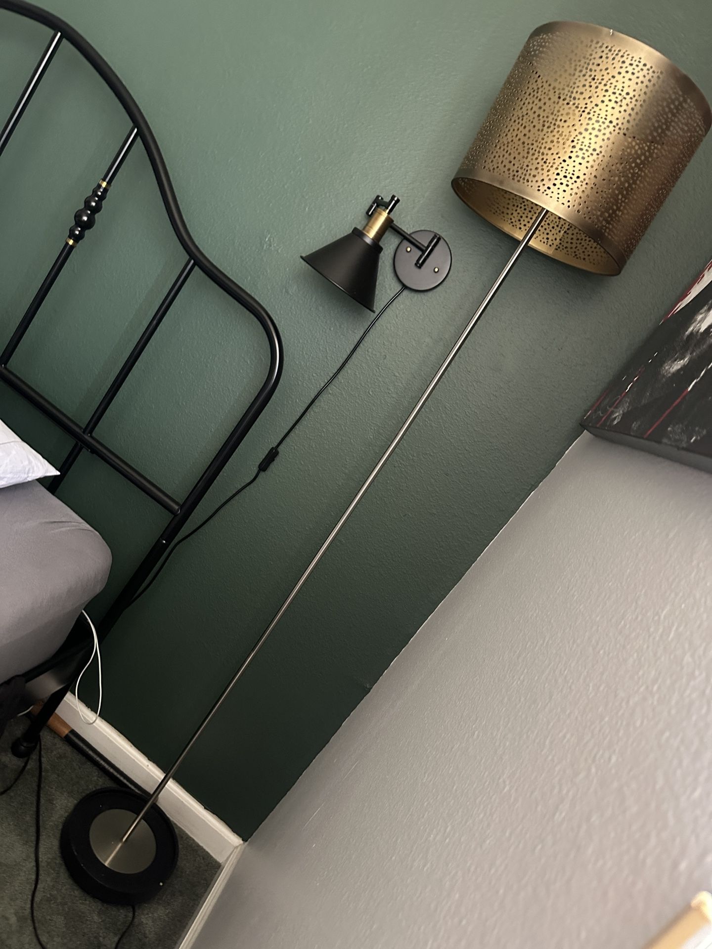 IKEA Adjustable Floor Lamp With Brass Shade