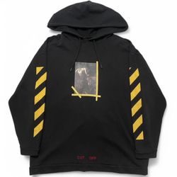Men's Black and Yellow Pullover Hoodie Off White 2013 Caravaggio