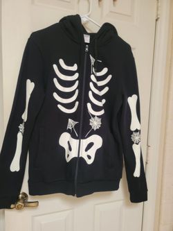 Halloween  skeleton zip up sweat shirt jacket