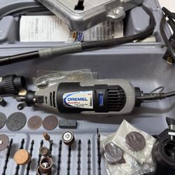 Dremel Rotary Tool With Drill Press, Flex Shaft, Right Angle And Router Attachment And Case