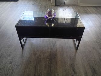 Black Marble Coffee Table with Glass Top