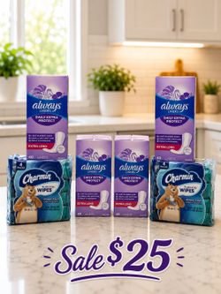 Always Liners and Charmin Flushable Wipes Bundle