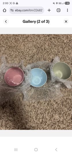 Pier 1 3 Mini Ceramic Prep Bowls Blue Green Pink
