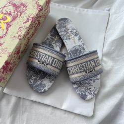 Dior Blue Embroidered Slippers 
