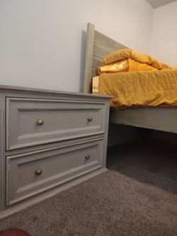 Bedroom set Wood Bed Frame, headboard and dresser plus memory foam mattress