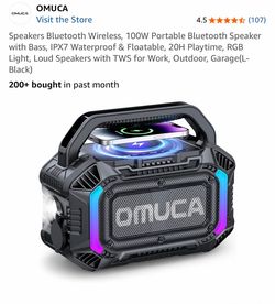 Speakers Bluetooth Wireless, 100W Portable Bluetooth Speaker with Bass, IPX7 Waterproof & Floatable, 20H Playtime, RGB Light, Loud Speakers with TWS f