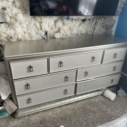 Diamond Studded Dresser and Bed Frame 