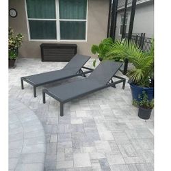 Outdoor patio chaise lounge chairs, pool furniture loungers adjustable 
