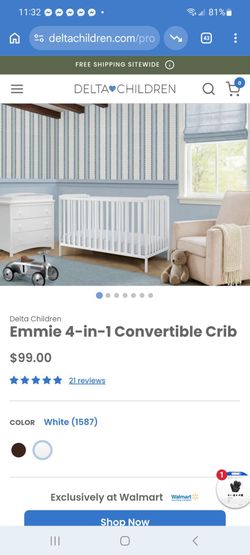 Delta Children Emmie 4-in-1 Convertible Crib $75