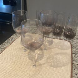 Wineglasses Pier One Crackled Glass Purple Set of 3 barely used wineglasses.