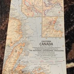 Vintage May 1967 National Geographic Magazine Map Of Eastern Canada