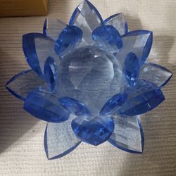 4 Crystal lotus flower glass figurine.