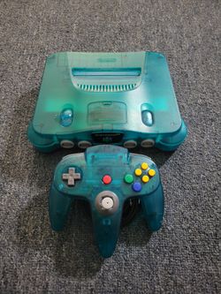 Ice Blue N64 Nintendo 64 Complete System 