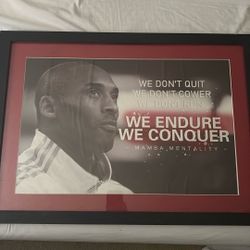 Framed Kobe Bryant "Mamba Mentality" poster.