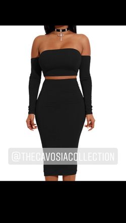 Black two piece skirt set