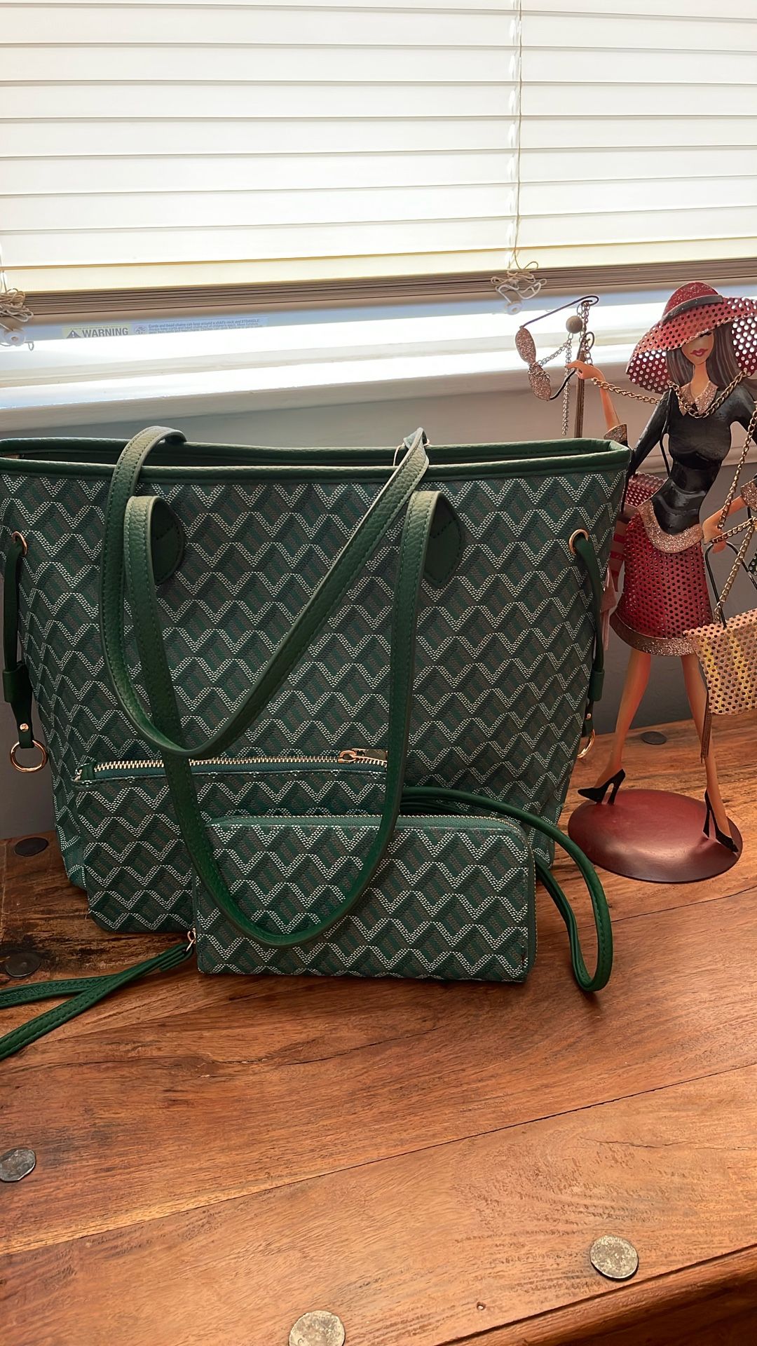 3 Piece Green Design Tote Bag