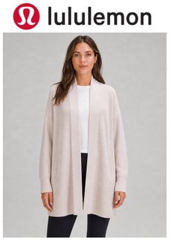 Lululemon Merino Wool-Blend Ribbed Long Wrap in Sweater Heathered Pink Mist Sz 6