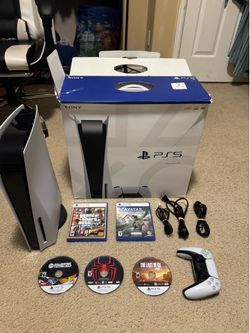 PS5 Bundle — Console, Controller, Cords & 5 Games