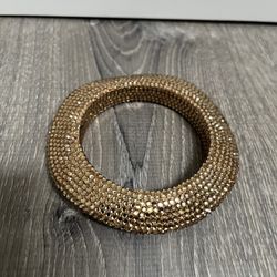 Copper Beaded Bangle Bracelet With Swarovski Crystals