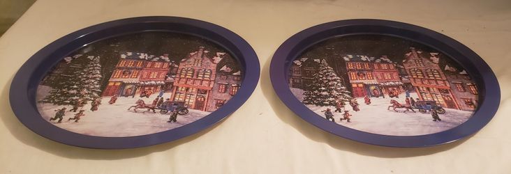 Christmas/Holiday Theme Metal Serving Tray/Platter
