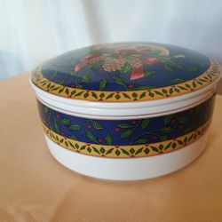 Vintage Mikasa Holiday Music Porcelain Covered Box from the 1990s