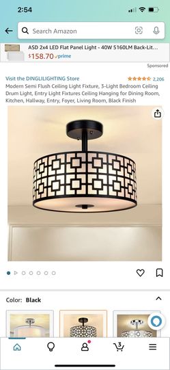 Modern Semi Flush Ceiling Light Fixture, 3-Light Bedroom Ceiling Drum Light, Entry Light Fixtures Ceiling Hanging for Dining Room, Kitchen, Hallway, E