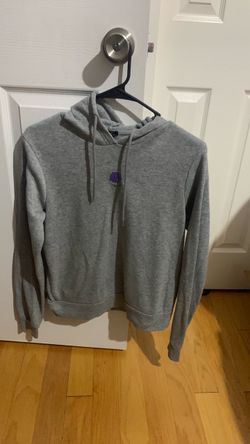 Small Gray Pullover Hoodie with Rose Embroidery