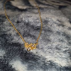 Genuine Coach Tea Rose Flower And Swarovski Crystals Pendant Necklace 