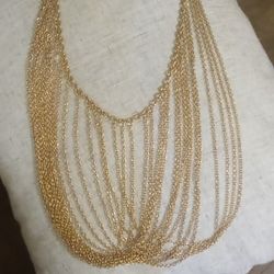Gold Multi Chain Drop Necklace