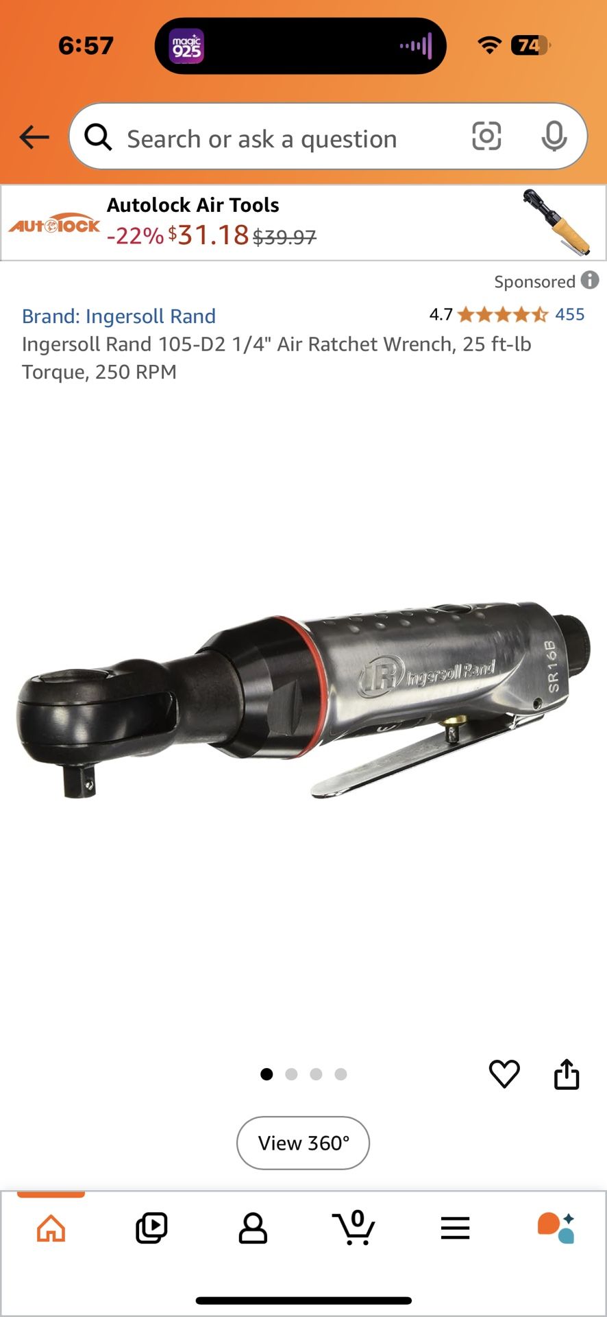 1/4 In Ingersoll Rand Ratchet Wrench