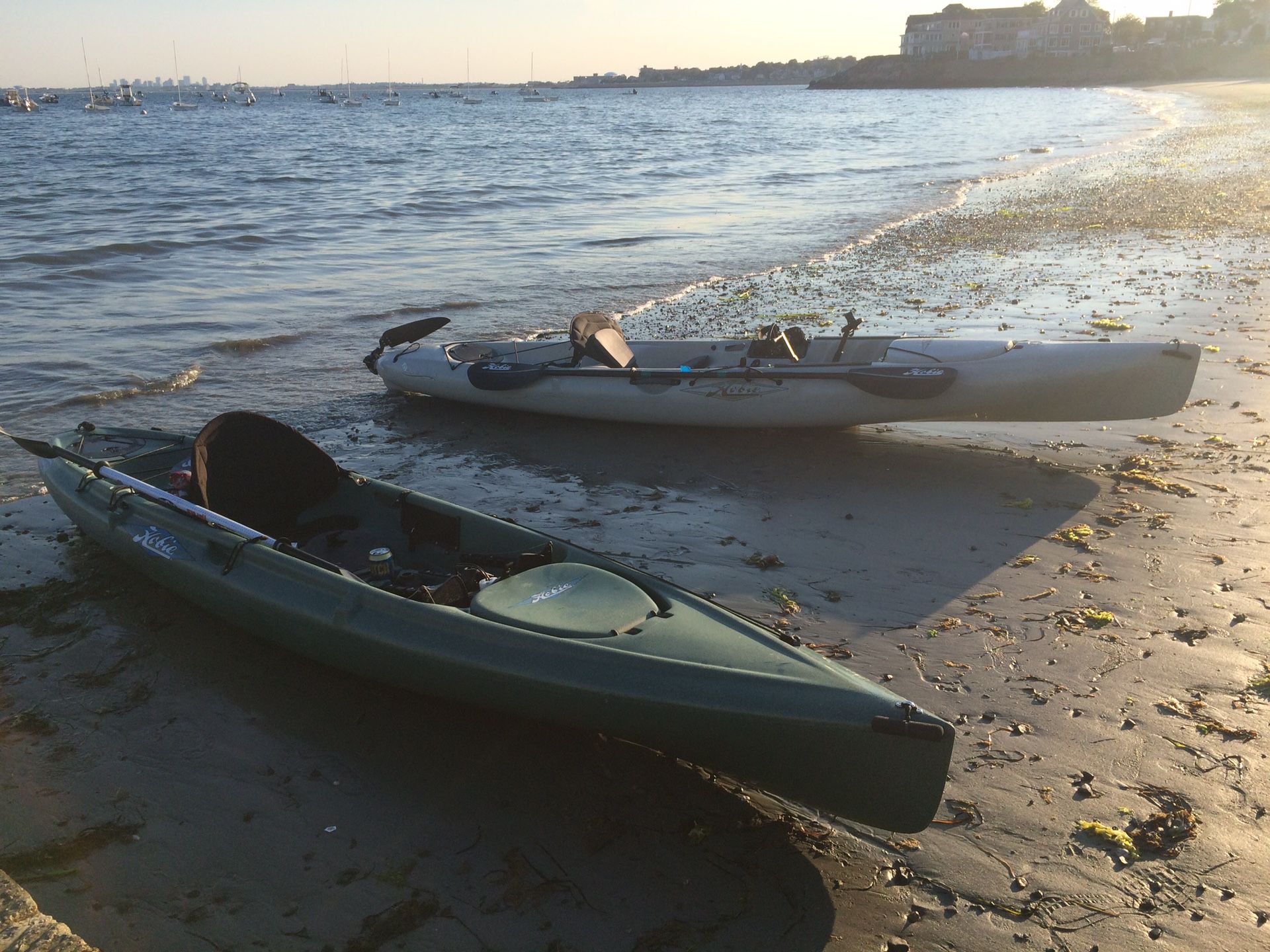 Two Hobie kayaks - Quest Fisherman and Mirage Revolution 13