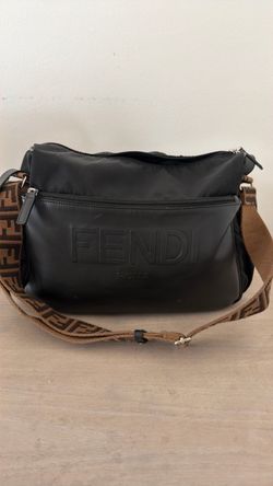 Authentic Fendi Roma Black Nylon Messenger Bag
