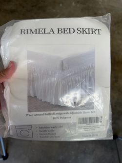 RIMELA Bed Skirt Wrap Around Elastic Dust Ruffles Solid Color Wrinkle and Fade