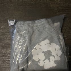 Grey And White Denim Tear Shorts