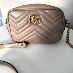 Gucci Beige GG Marmont Flap Matelasse Mini Leather Shoulder Bag